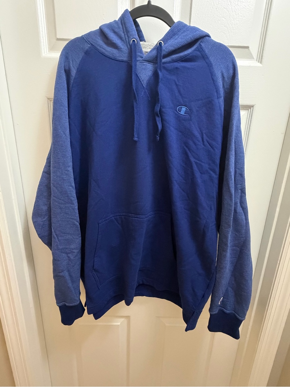 Champion Two-Tone Blue Hooded Sweatshirt